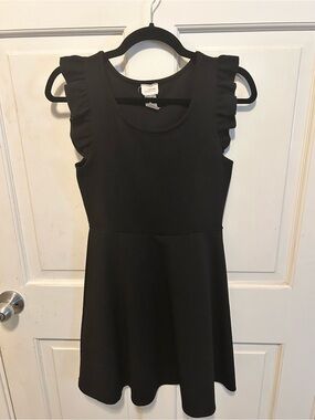 Caution To The Wind Black Ruffle Sleeve Fit-and-Flare Dress